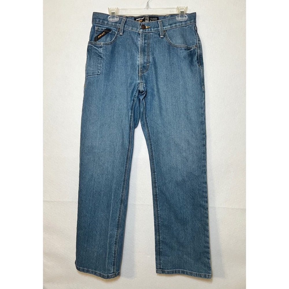 Ariat Rebar M4 Relaxed Boot Cut Men Med Wash Carbine Western Cowboy Jeans 30x32